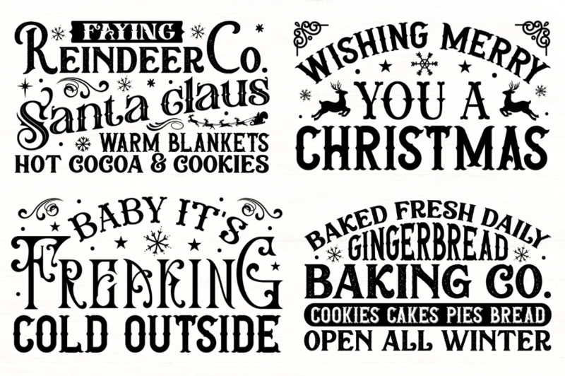 Vintage Christmas Sign Svg Bundle