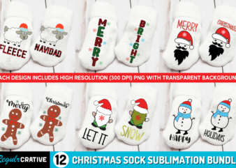Christmas Sock Sublimation t shirt vector file