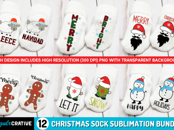 Christmas sock sublimation t shirt vector file