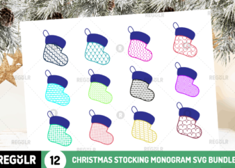 Christmas Stocking Monogram SVG Bundle