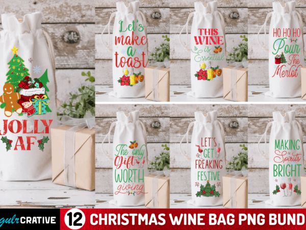 Christmas wine bag sublimation bundle t shirt vector file