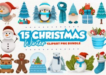 Christmas Winter Clipart PNG Bundle, Christmas Sublimation