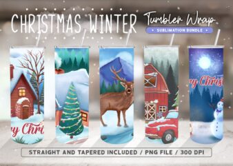 Christmas Winter Tumbler Wrap Sublimation, Winter Tumbler t shirt vector file