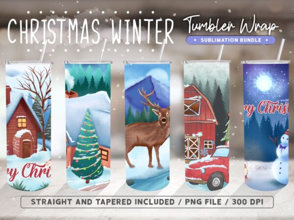 Christmas winter tumbler wrap sublimation, winter tumbler t shirt vector file