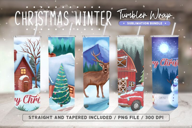 Christmas Winter Tumbler Wrap Sublimation, Winter Tumbler