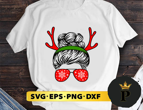 Christmas messy bun Deer Christmas SVG, Merry christmas SVG, Xmas SVG Digital Download