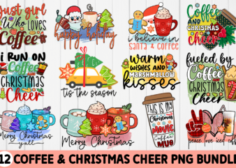 Coffee & Christmas Cheer Sublimation Bundle t shirt vector file