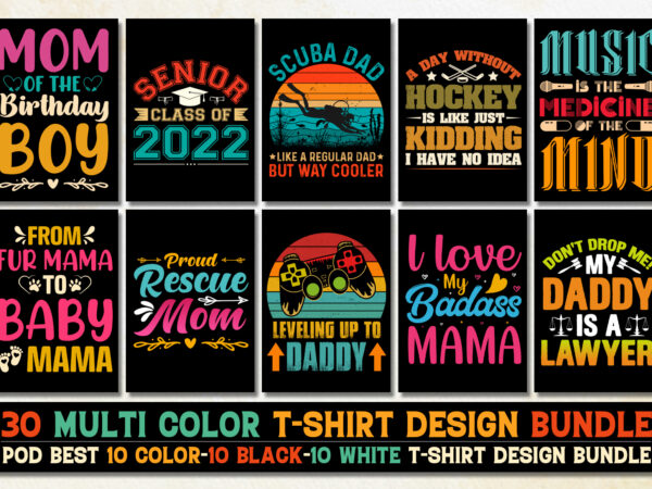 Colorful t-shirt design bundle