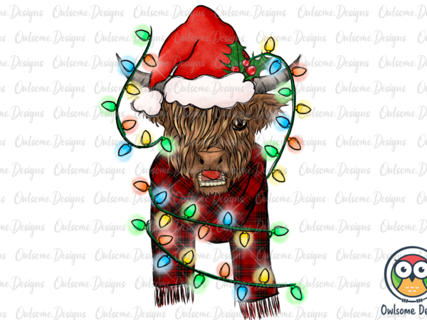 Cow highland christmas png sublimation t shirt vector file