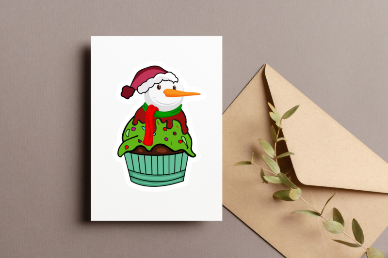 Christmas Cupcake Sticker SVG Bundle