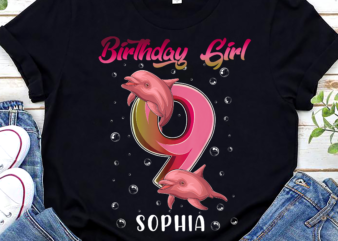 Custom Birthday Girl Years Old Dolphin T-Shirt, Birthday Dolphin, Birthday Gift, Birthday Boy, Birthday Party PNG File TC