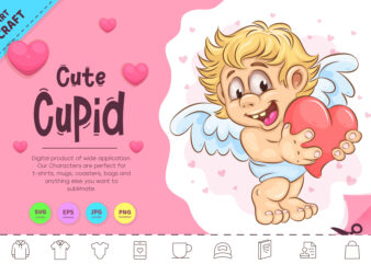 Cute Cartoon Cupid. Clipart t shirt vector file