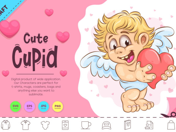 Cute cartoon cupid. clipart t shirt vector file