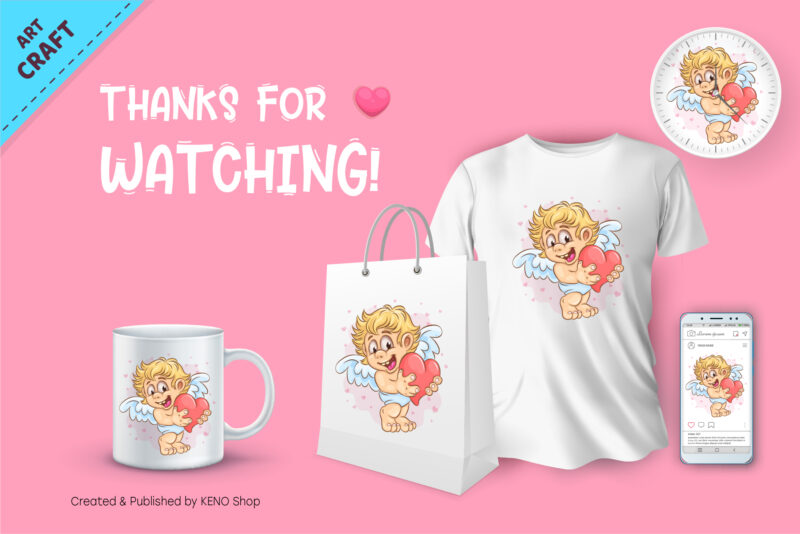 Cute Cartoon Cupid. Clipart