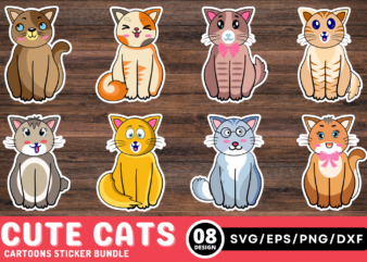 Cute Cats Cartoons Stickers Bundle t shirt vector file