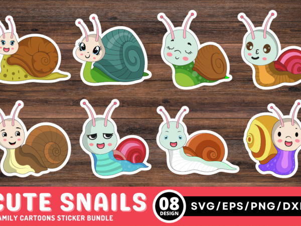 Cute family of snails sticker bundle t shirt vector file