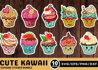 Cute Kawaii Cupcakes SVG Bundle t shirt vector file
