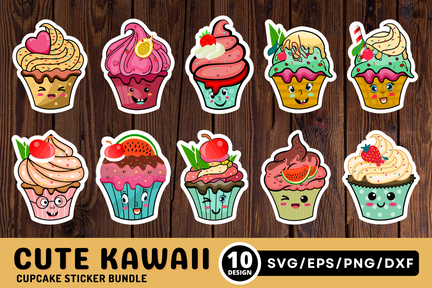 Cute Kawaii Cupcakes SVG Bundle - Buy t-shirt designs Cute Kawaii Cupcakes SVG Bundle - Buy t-shirt designs