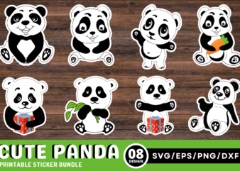 Cute Panda Printable Sticker Bundle t shirt vector file