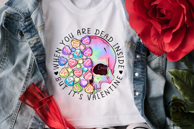 Dead Inside Skull Valentine PNG Design