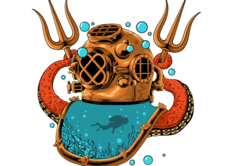 Deep sea t shirt vector illustration