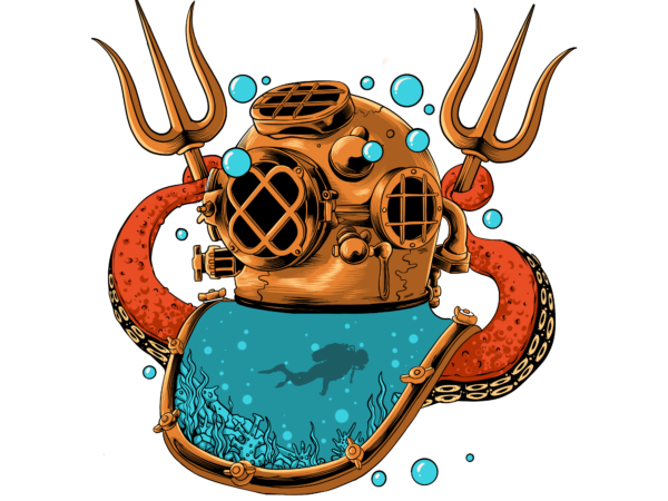 Deep sea t shirt vector illustration