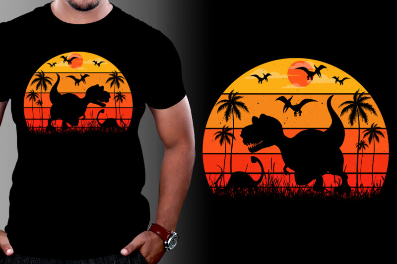 Retro Vintage Sunset T-Shirt Design Graphic Vector Background Bundle