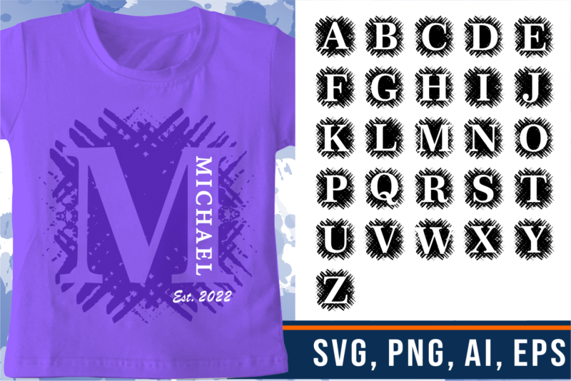 Funny Kids Boy T shirt Designs, Boy t shirt design, Kid T shirt Design, Initial Alphabet Letters A to Z