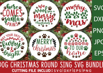 Dog Christmas Round Svg Bundl