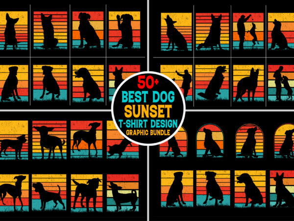 Dog retro vintage sunset t-shirt graphic