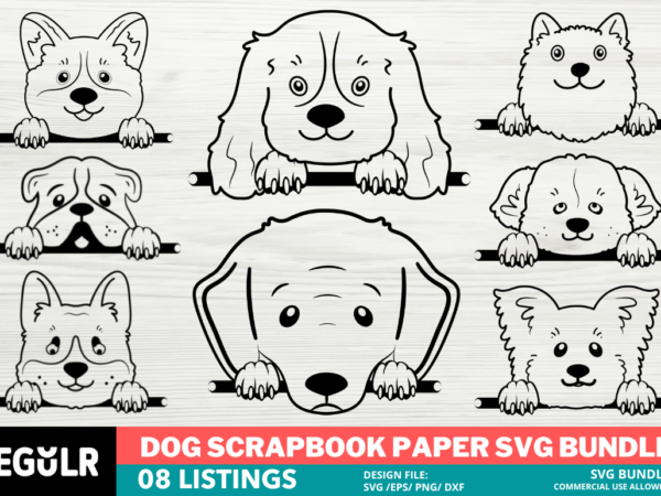 Dog scrapbook paper craft bundle t shirt vector illustration