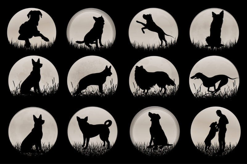 Dog Sunset T-Shirt Graphic Vector Bundle