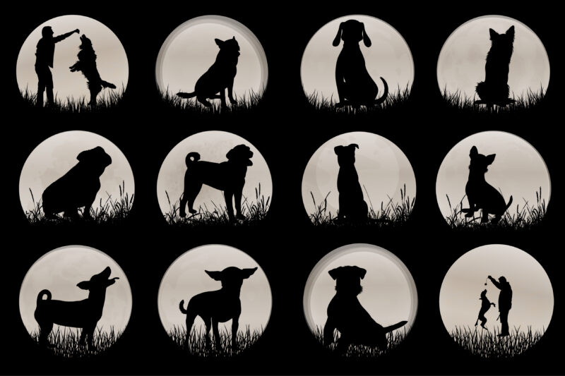 Dog Sunset T-Shirt Graphic Vector Bundle