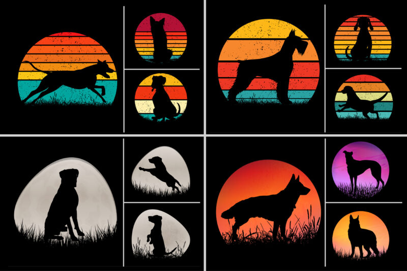 Sunset Retro Vintage T-Shirt Design Graphic Vector Background Bundle