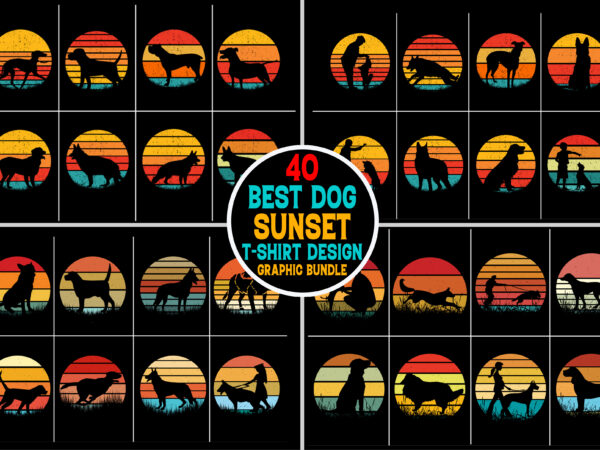 Dog retro vintage sunset graphic background for t-shirt design Dog retro vintage sunset graphic background for t-shirt design