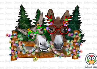 Donkey Christmas PNG Sublimation t shirt vector illustration
