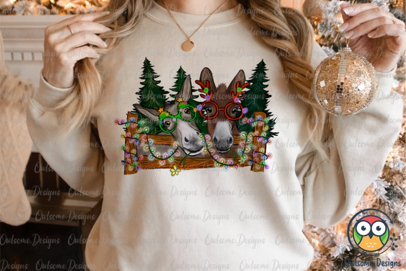 Donkey Christmas PNG Sublimation