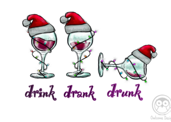 Drunk Funny Wine Christmas Sublimation t shirt vector illustration