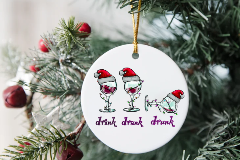 Drunk Funny Wine Christmas Sublimation