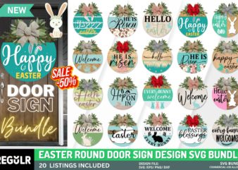 Easter Door Sign Svg Bundle vector clipart