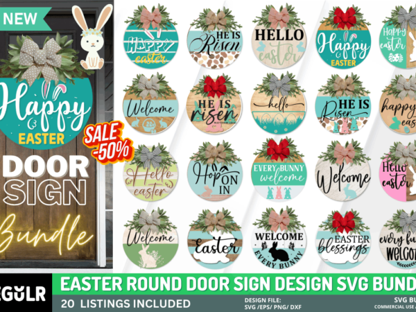 Easter door sign svg bundle vector clipart