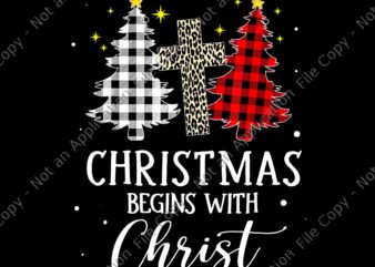 Christmas Begins With Christ Jesus Cross Christian Png, Tree Christmas Png, Christmas Png