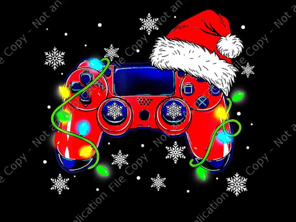 Video game controller christmas png, santa hat gamer png, video game christmas png, christmas png t shirt vector art