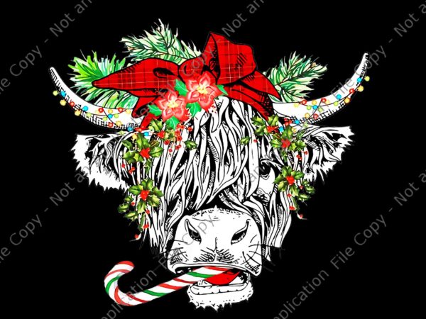 Cow merry christmas png, cow christmas highland happy holidays png, cow xmas png, christmas png t shirt vector file
