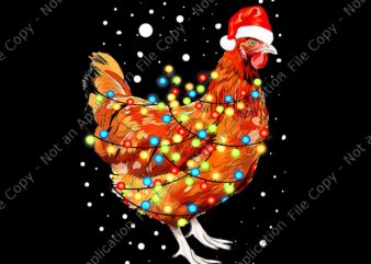 Chicken Christmas Lights With Santa Hat Xmas Png, Chicken Lights Christmas Png, Chicken Xmas Png, Christmas Png