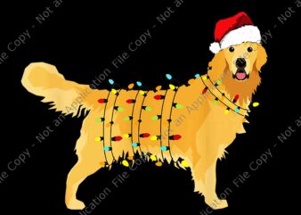 Christmas Golden Retriever Png, Golden Retriever Dog Png, Golden Retriever Lights Xmas Png, Dog Christmas Png, Christmas Png