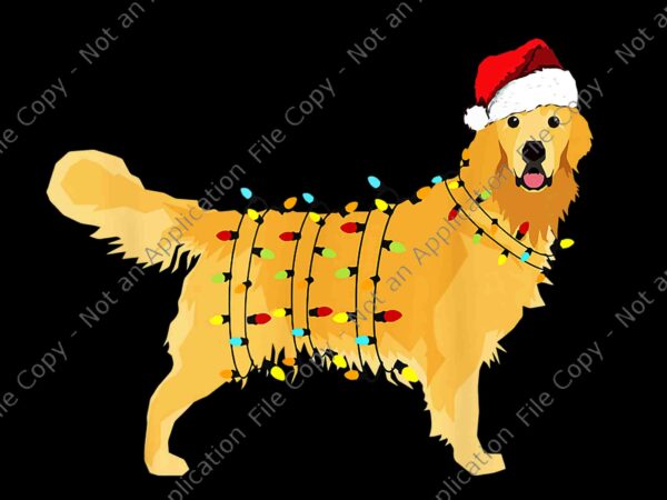 Christmas golden retriever png, golden retriever dog png, golden retriever lights xmas png, dog christmas png, christmas png t shirt vector file