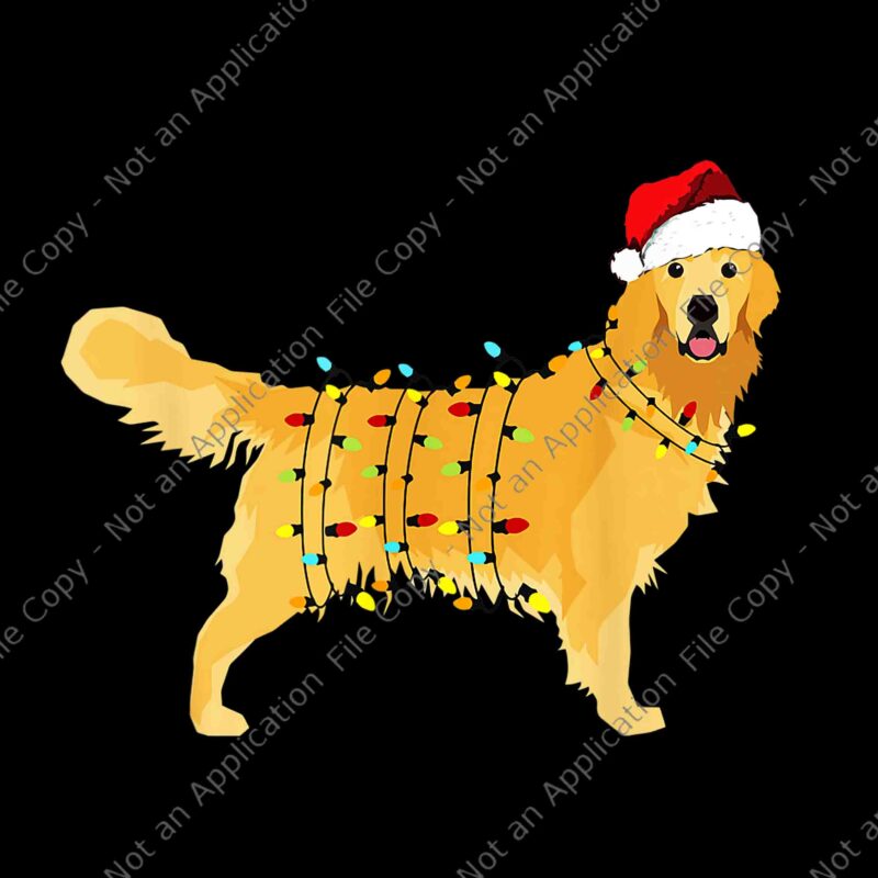 Christmas Golden Retriever Png, Golden Retriever Dog Png, Golden Retriever Lights Xmas Png, Dog Christmas Png, Christmas Png