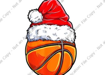 Christmas Basketball Png, Ball Santa Hat Xmas Png, Basketball Xmas Png, Basketball Hat Santa Png