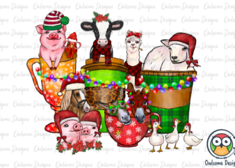 Farm Animals Coffee Christmas Sublimation t shirt graphic design